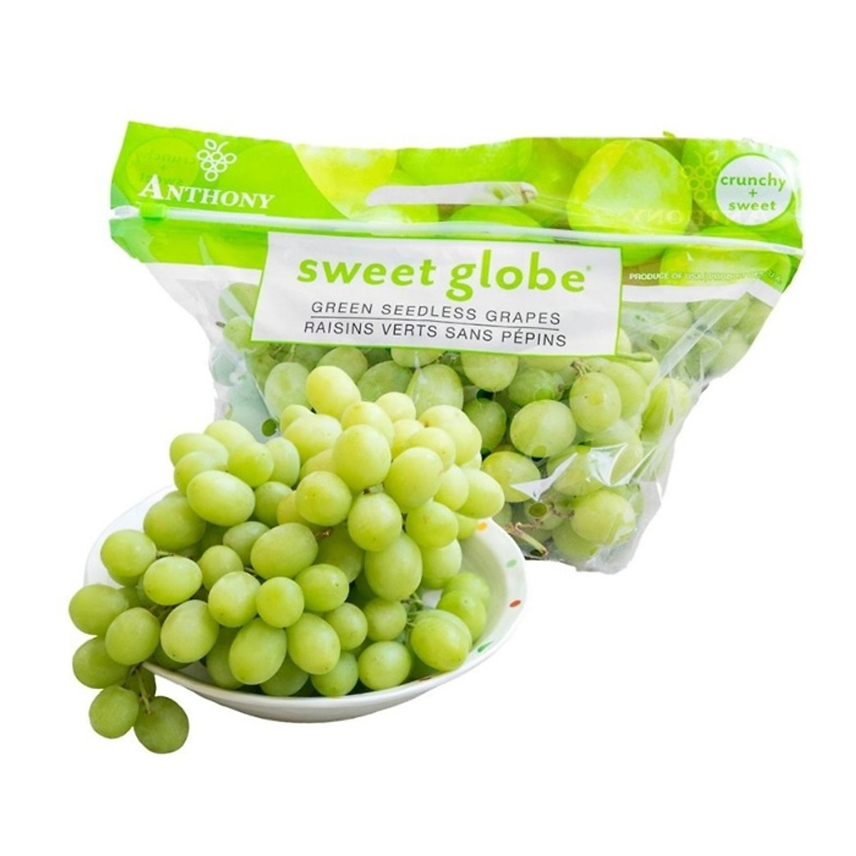 Chỉ giao HCM] Nho xanh Sweet Globe Úc (500G) - Chùm to, tươi xanh ...