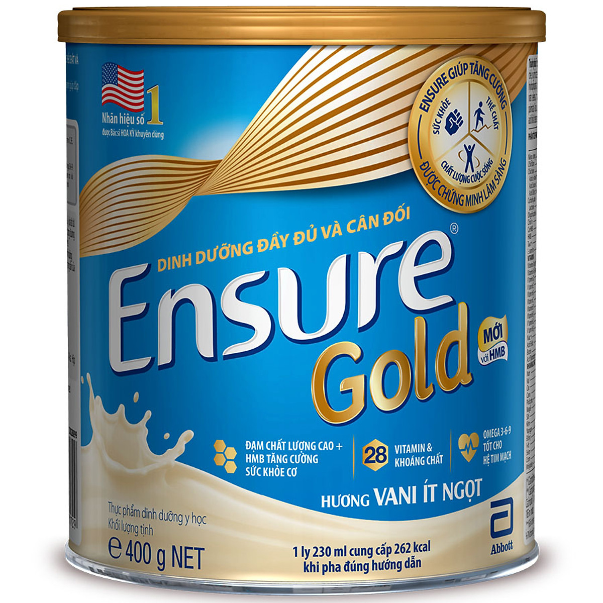 Sữa Bột Abbott Ensure Gold Vani Ít Ngọt 400g