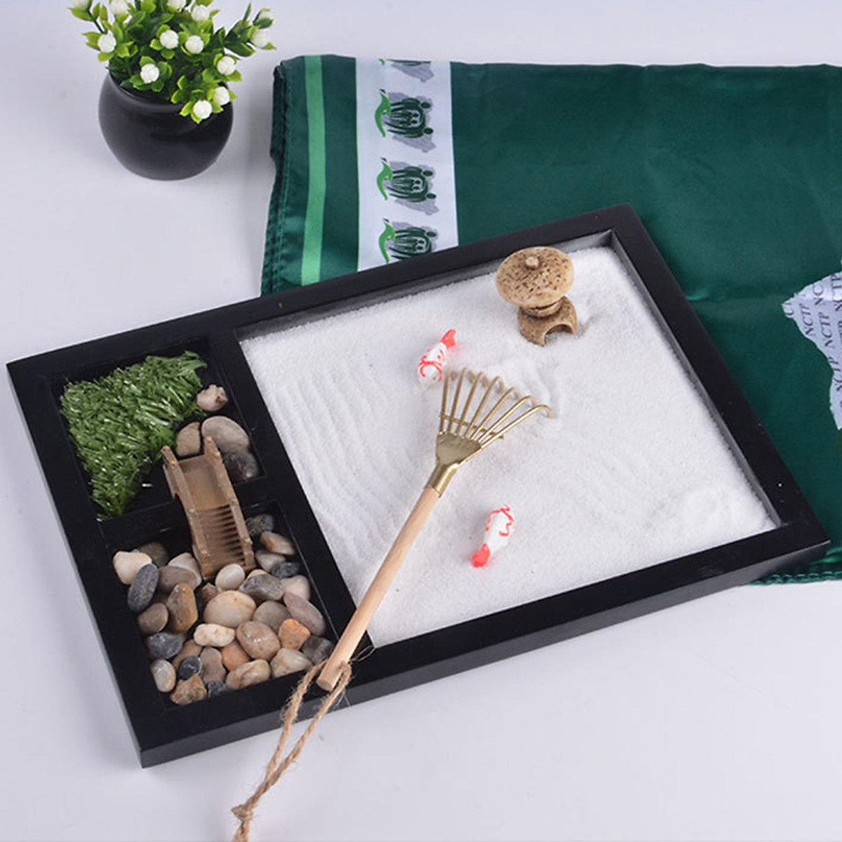 Mua Japanese Zen Garden Kit for Desk Office Table Mini Zen Sand Garden Kit  for Meditation tại Magideal