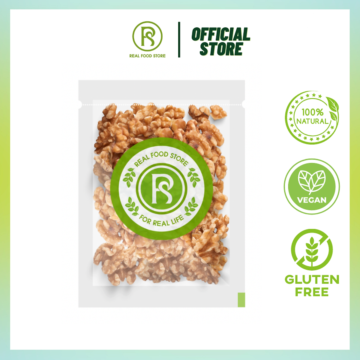 Nhân Hạt Óc Chó Vàng Real Food (Walnut kernels) - 2kg/500g/100g