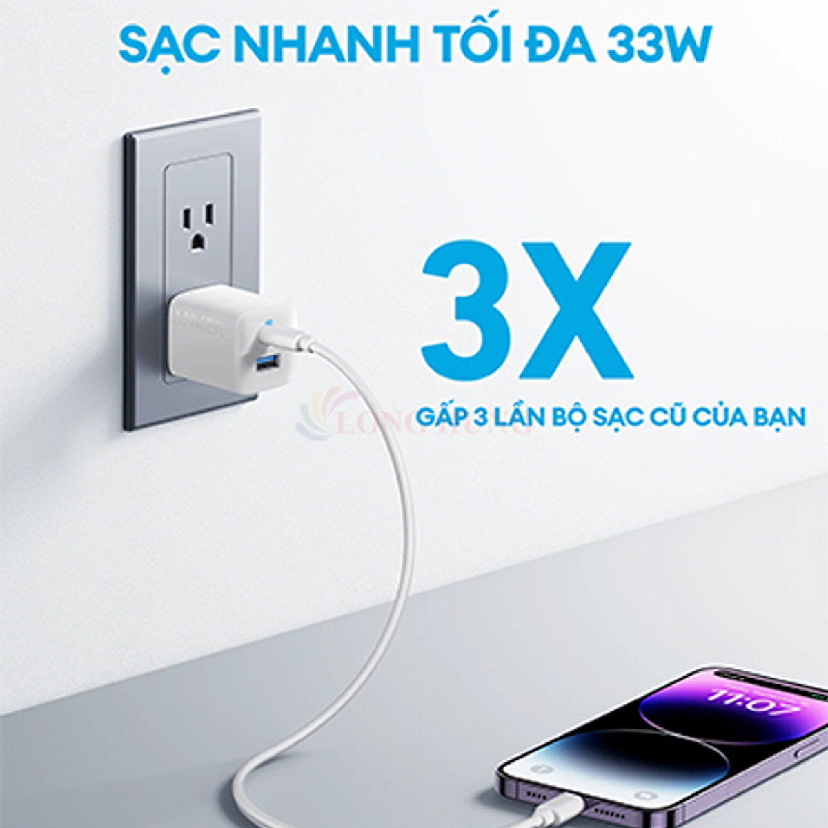 Cốc sạc Anker 323 1USB 1Type-C 33W PIQ 3.0/PD A2331 - Hàng chính hãng