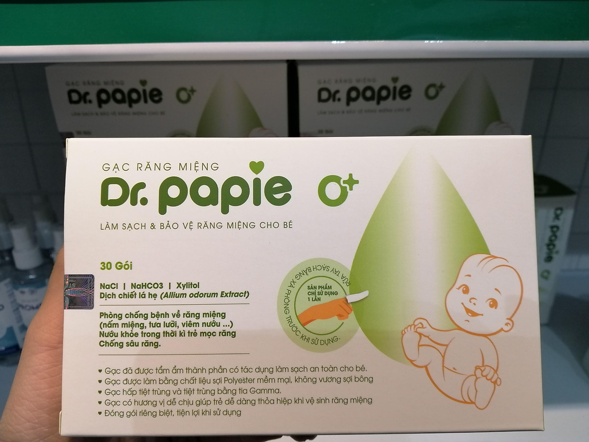 Gạc Rơ Lưỡi Dr Papie Vệ Sinh Răng Miệng Cho Bé , Gạc Răng Miệng Dr Papie Làm Sạch Răng Miệng Cho Bé Hộp 30 Miếng