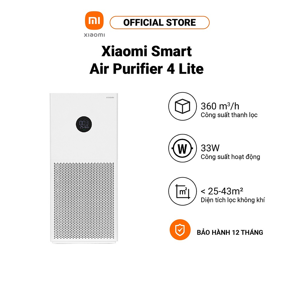 Máy lọc không khí Xiaomi Smart Air Purifier 4 Lite - Hàng chính hãng