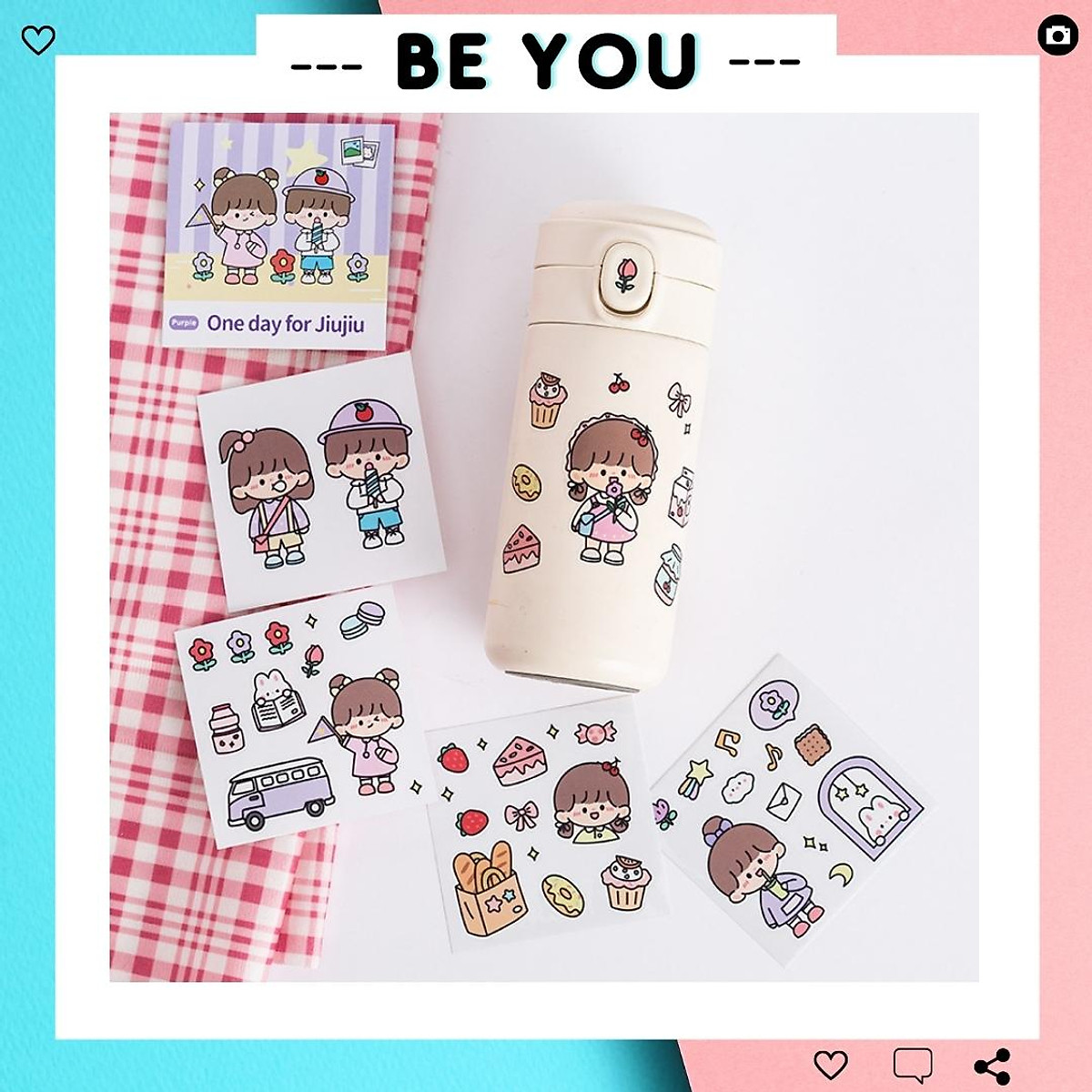 Mua Bộ sticker chủ đề Cute dễ thương 2019 decal hình dán chống nước trang  trí nón bảo hiểm điện thoại lap top 