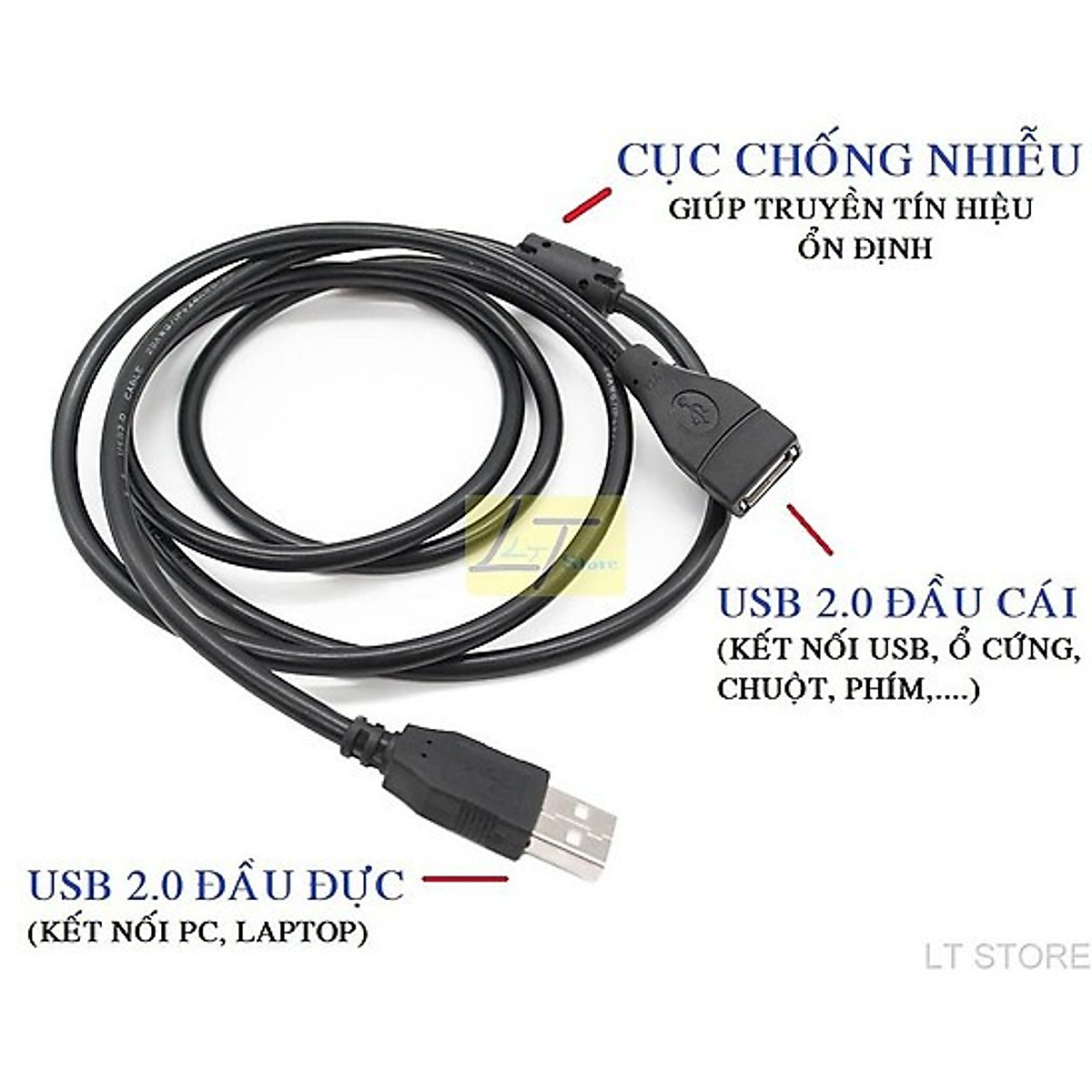 Cáp USB nối dài 1.5M CHỐNG NHIỄU Hàng Nhập Khẩu