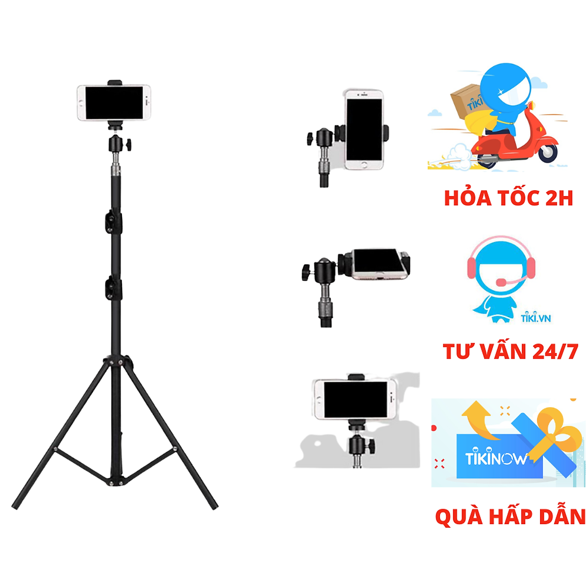 Chân đế điện thoại, máy ảnh dùng để livestream, chụp ảnh, quay tiktok, kiêm gắn đèn livestream , tặng kèm remote bluetooth - Hàng chính hãng