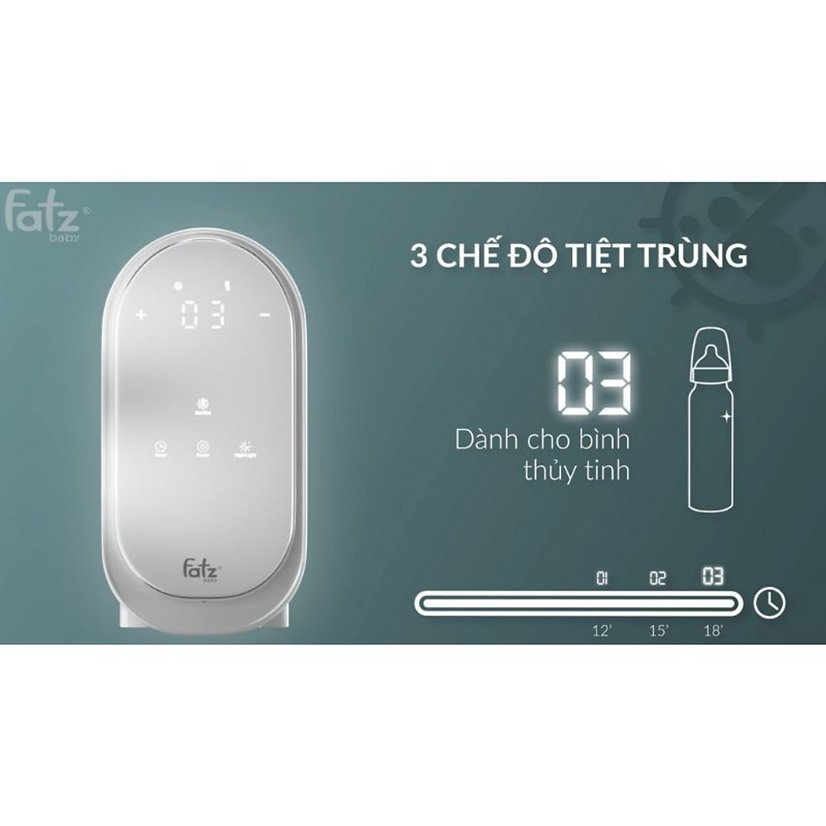 Máy hâm sữa tiệt trùng điện tử 2 bình - Duo 6 - Fatzbaby FB3090CY