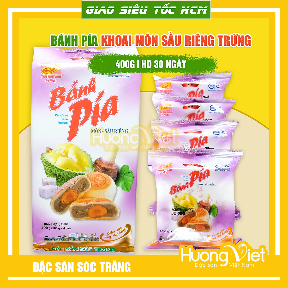 Mua Bánh pía khoai môn sầu riêng trứng muối 400g, bánh pía Sóc Trăng ...