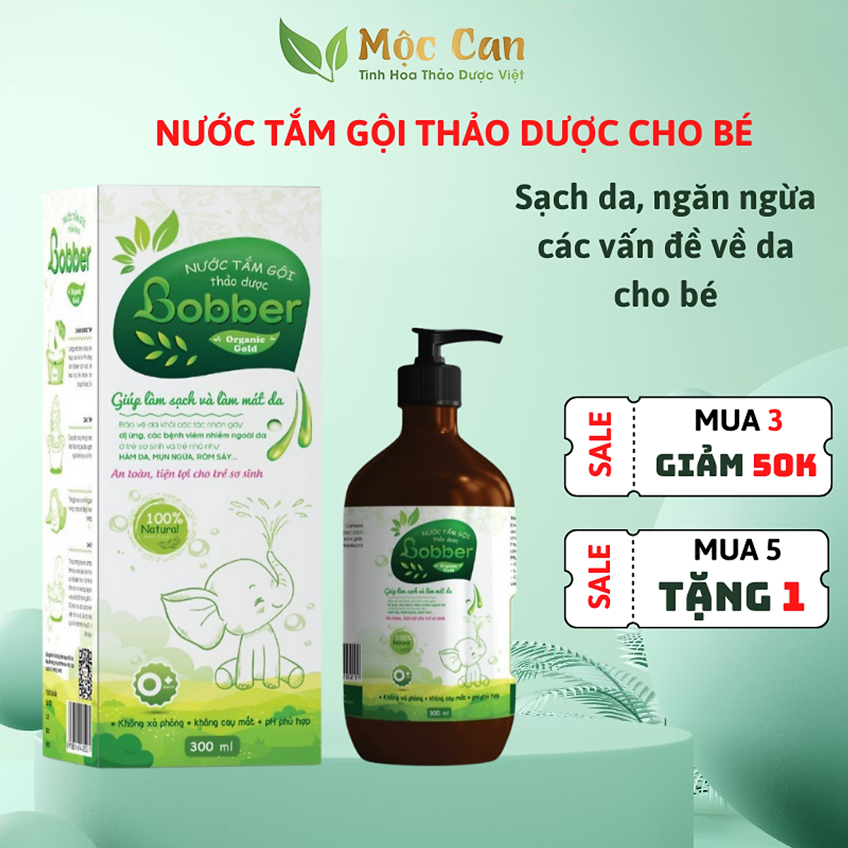 Nước Tắm Gội Thảo Dược Cho Bé Bobber 300ml Cho Bé Sơ Sinh Giúp Sạch Da Mát Da Cho Bé