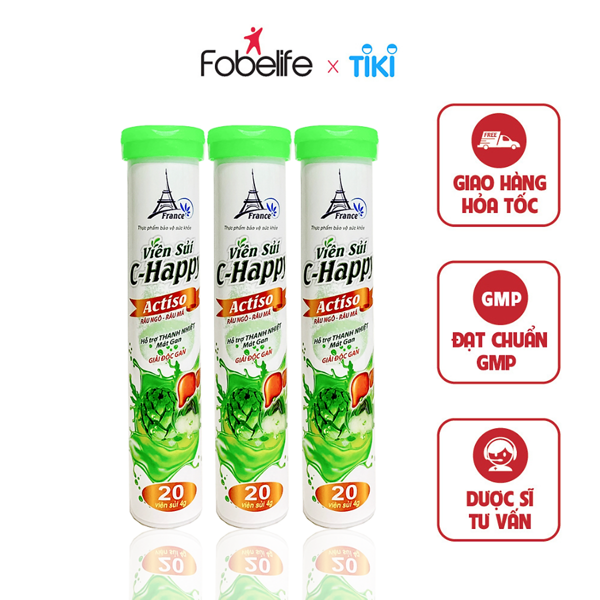 Viên sủi Actiso Râu Ngô Rau Má Thanh Nhiệt Giải Độc Gan - Tuýp 20 viên ...