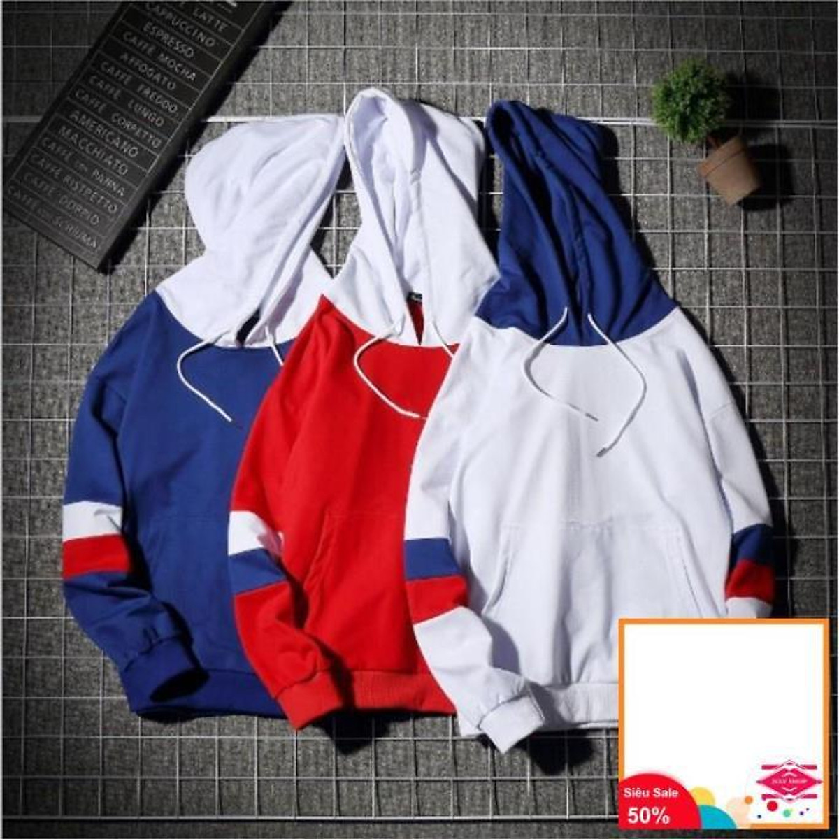 ÁO HOODIE NAM NỮ PHỐI HAI SỌC CAO CẤP