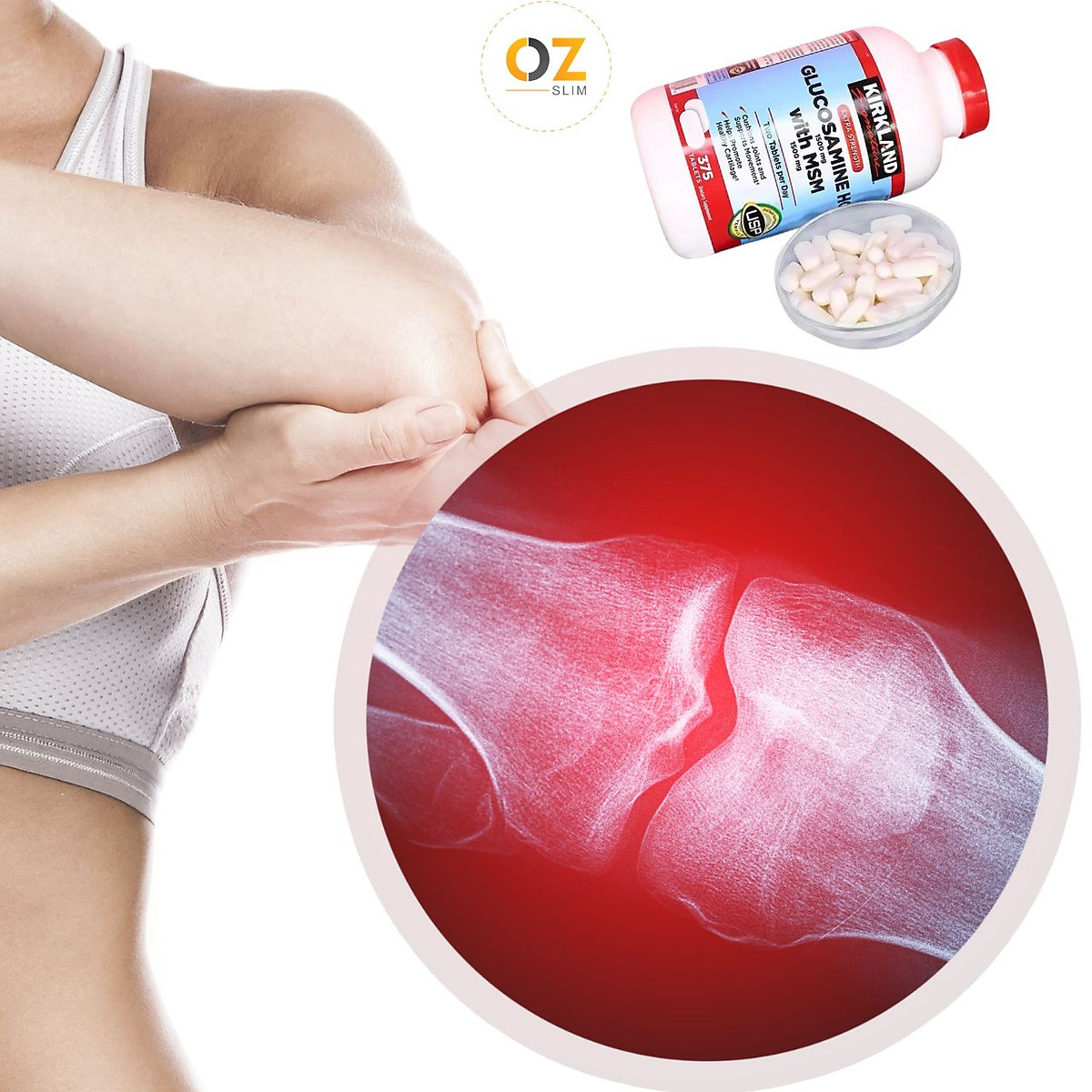 Glucosamine 1500mg Kirkland Signature Mỹ Giảm đau nhức xương khớp, tạo chất nhầy bôi trơn khớp, hỗ trợ vận động linh hoạt hiệu quả - OZ Slim Store