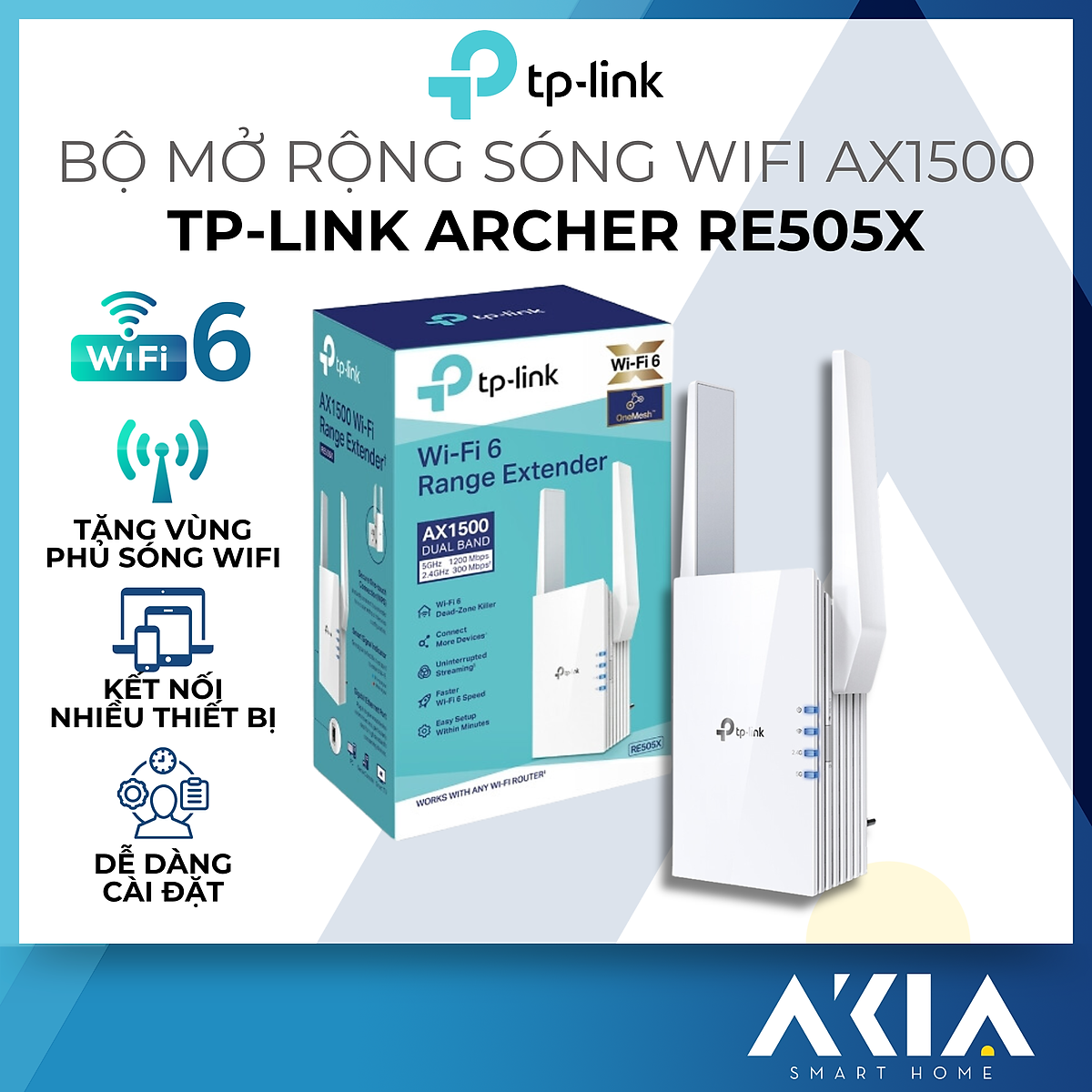 Bộ Mở Rộng Sóng Wifi TP-Link Archer RE505X Chuẩn AX1500 - HÀNG CHÍNH HÃNG