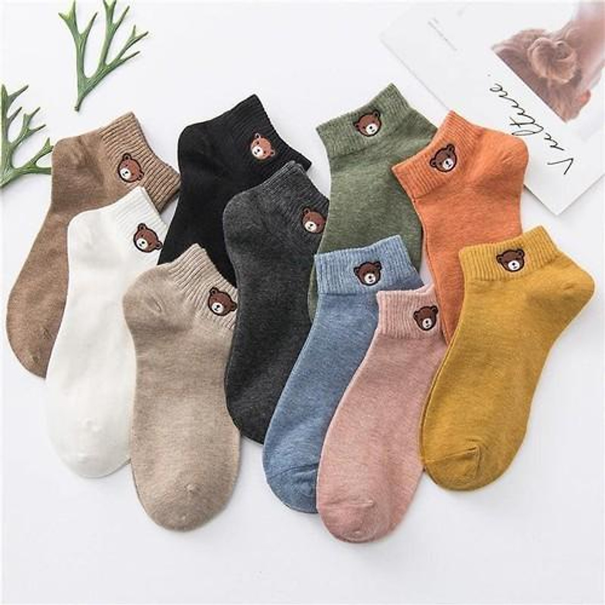 Combo 3 Đôi Tất Gấu Nữ, Vớ Nữ Đẹp Chất Cotton Cao Cấp Nhiều Mầu Sắc