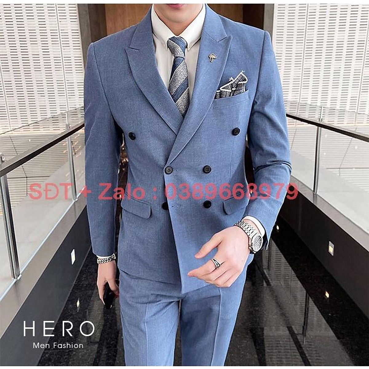 Vest Nam Window Pane Blue V64k4  SAINT STEFANO