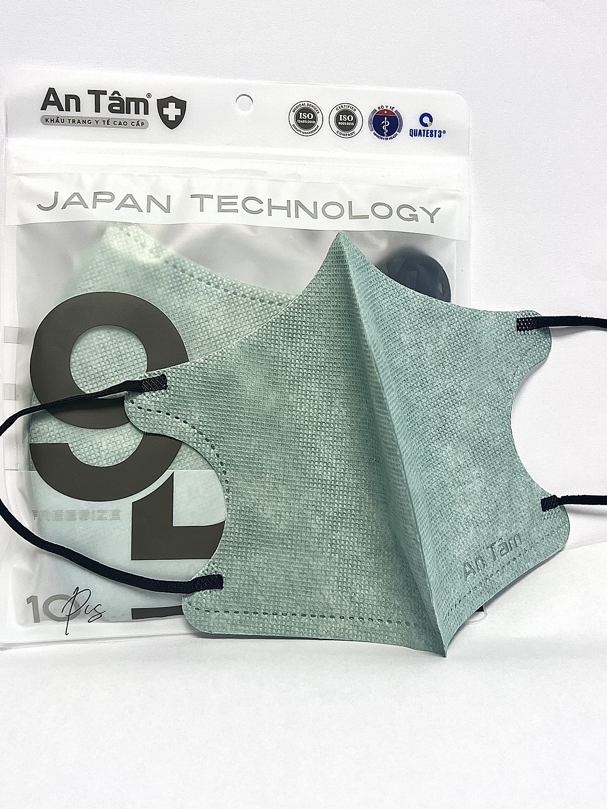 Khẩu trang 9D mask An Tâm, Vải xịn , thiết kế trông mặt thanh thoát, mũi cao , túi 10 cái