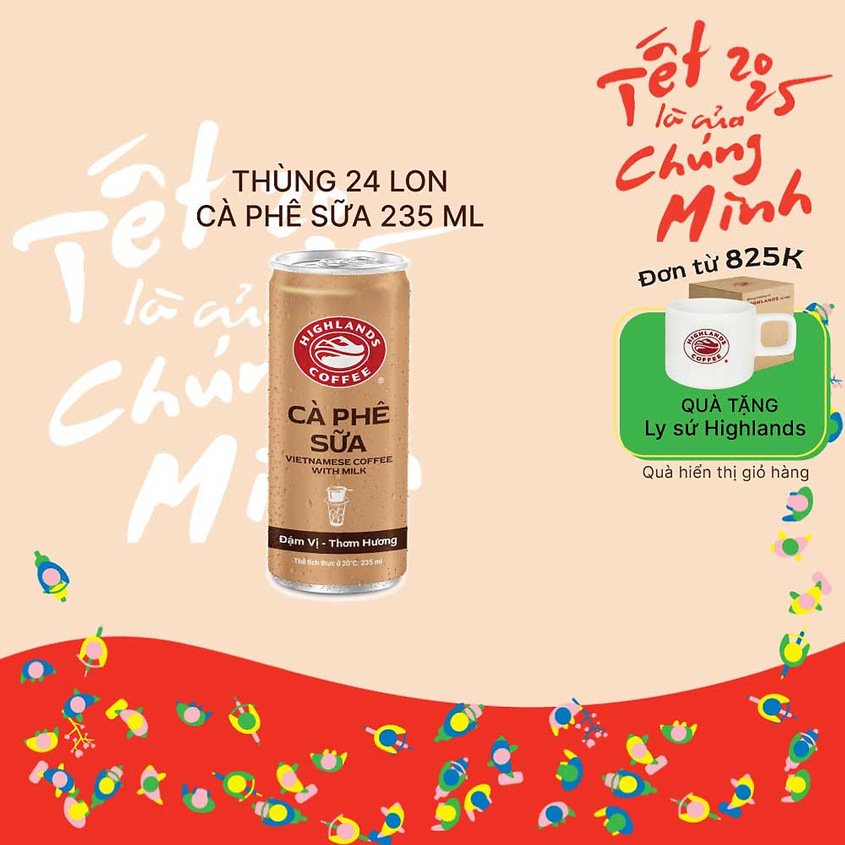 Thùng 24 Lon Cà Phê Sữa Highlands Coffee (235ml/Lon)