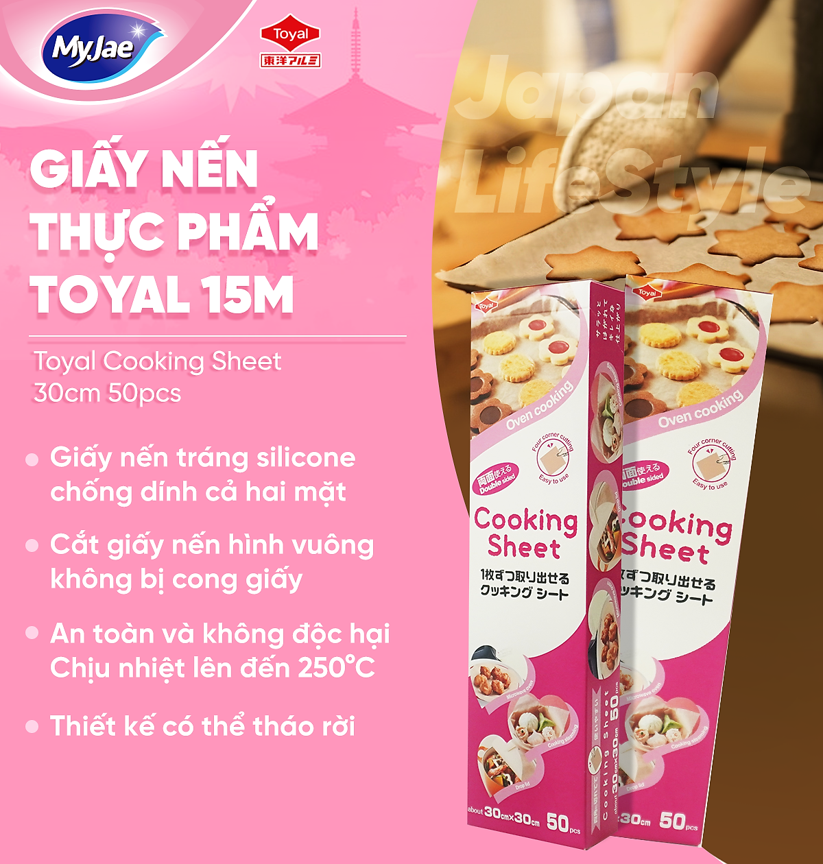 Giấy Nến 2 Mặt Lót Nồi Chiên, Nướng Bánh, Giấy Lót Chống Dính 30cm x 30cm (50 Tờ/Hộp)