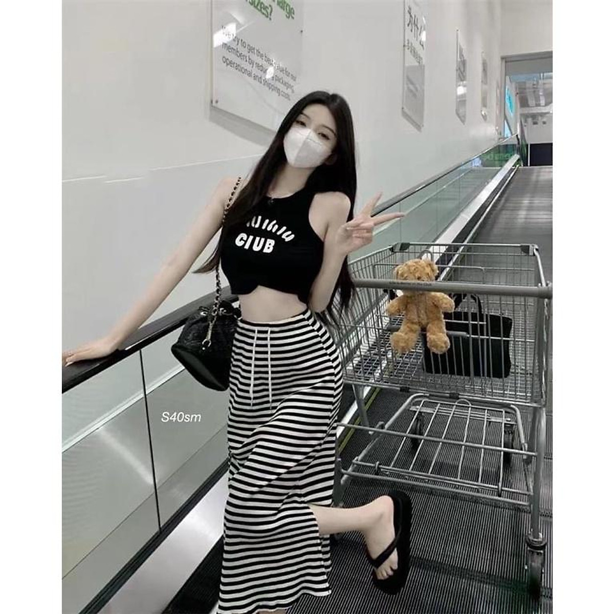 Chân Váy Kaki Jean Dài Màu Đen Chỉ Nổi Lưng Thun Xẻ Tà Sau 554 #25 Chân Váy Kaki Jean Dài Màu Đen Chỉ Nổi Lưng Thun Xẻ Tà Sau 554