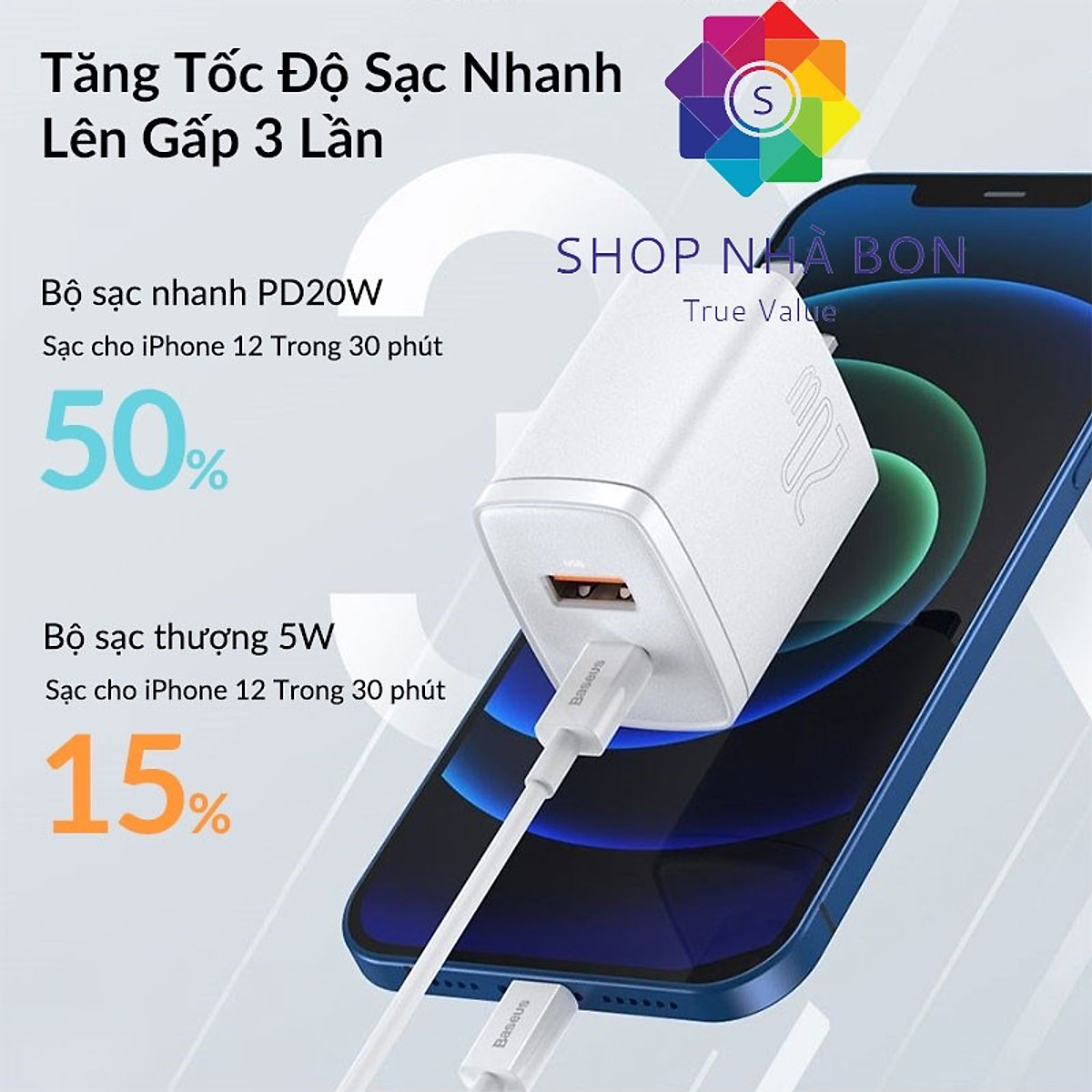 Cốc sạc nhanh Baseus Dual Quick Charger 20W - Hàng chính hãng