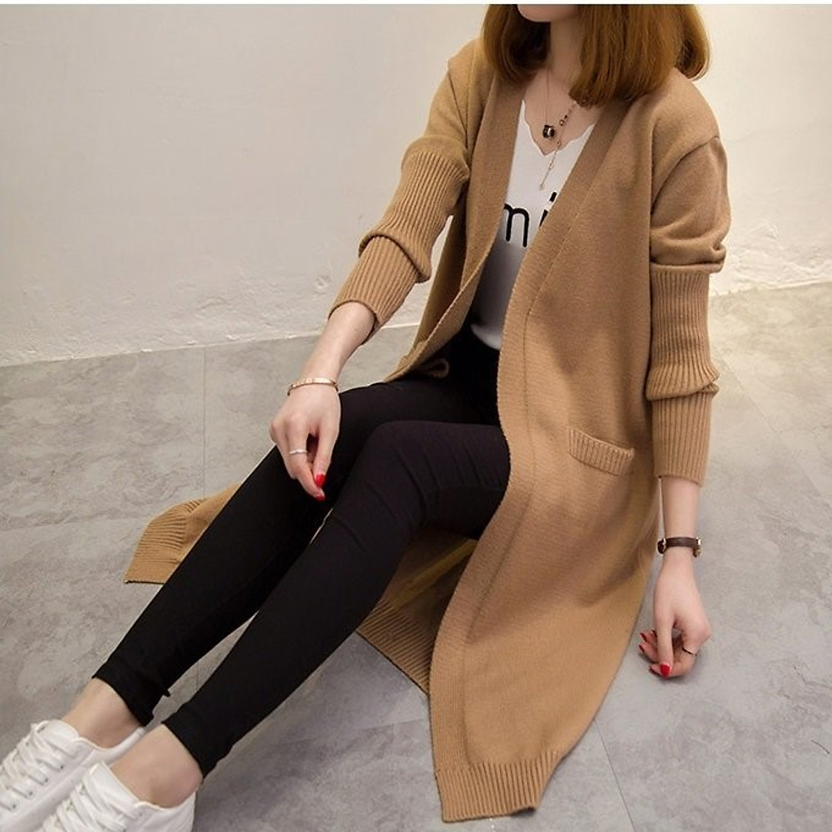 Mua Áo khoác cardigan nữ dài tay dáng dài Dv32 - Nâu nhạt tại ĐŨI VIỆT Official Mua Áo Khoác Cardigan Nữ Dài Tay Dáng Dài Dv32 - Nâu Nhạt Tại Đũi Việt Official