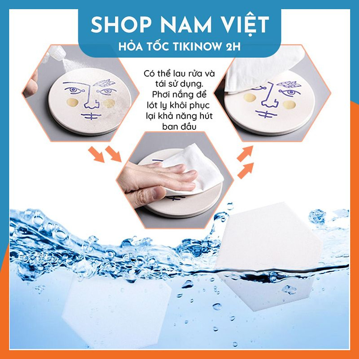 Lót Ly Ceramic Trắng Trơn, Đế Lót Cốc Gốm Sứ Siêu Thấm Hút, Thích Hợp Trang Trí DIY - Chính Hãng NAVIVU
