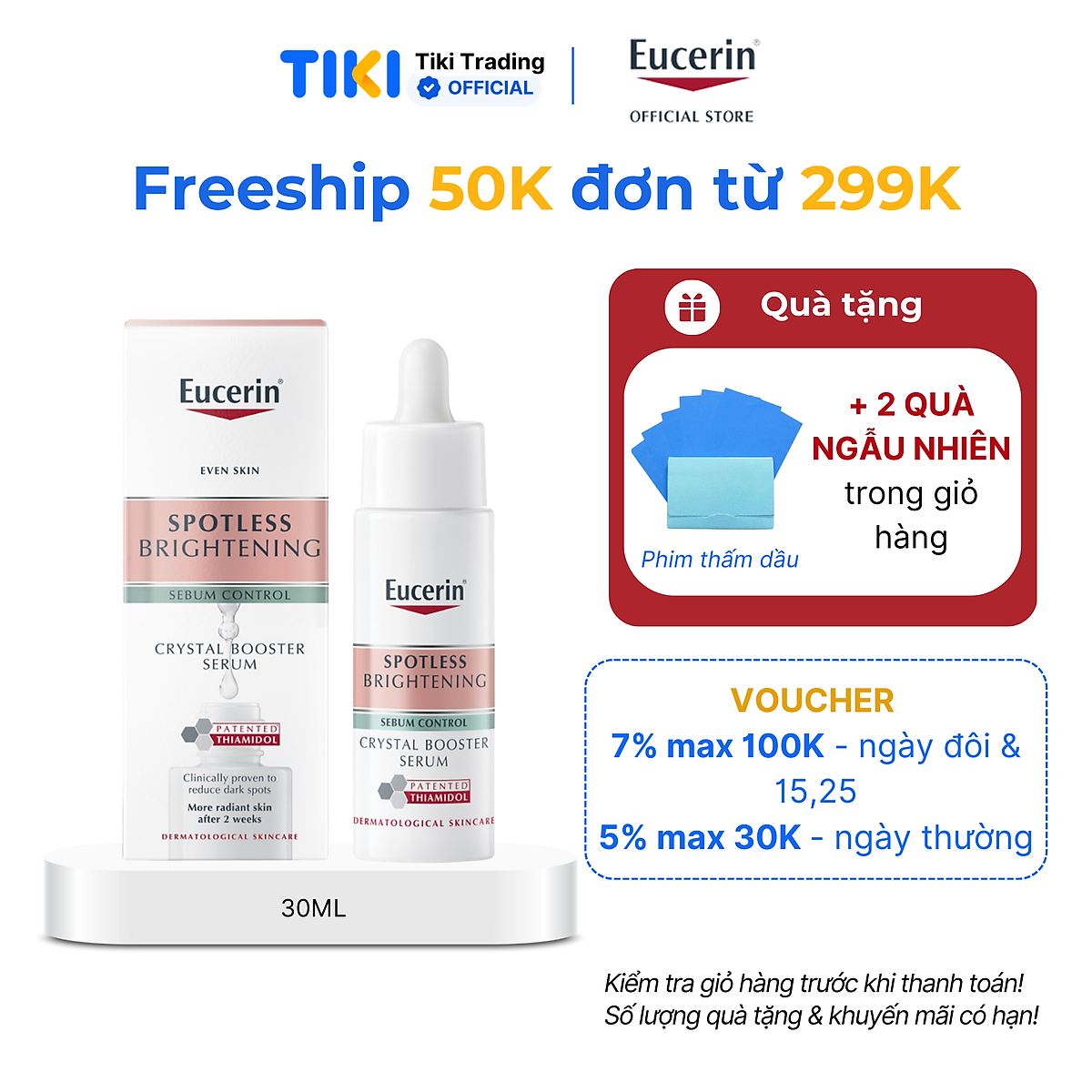 Tinh chất giảm thâm nám chuyên biệt cho da nhờn & hỗn hợp Eucerin Crystal Booster Serum 30ml