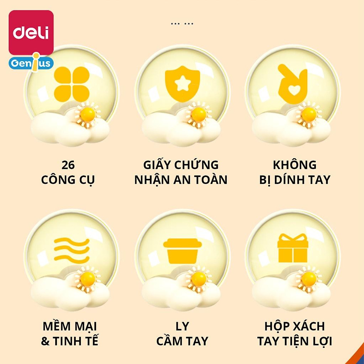 Bộ Đồ Chơi Deli Cát Động Lực Tạo Hình Kèm Khuôn 1.5kg 2kg - Cát Dẻo Vi Sinh Dễ Tạo Hình, An Toàn, Không Dính Tay