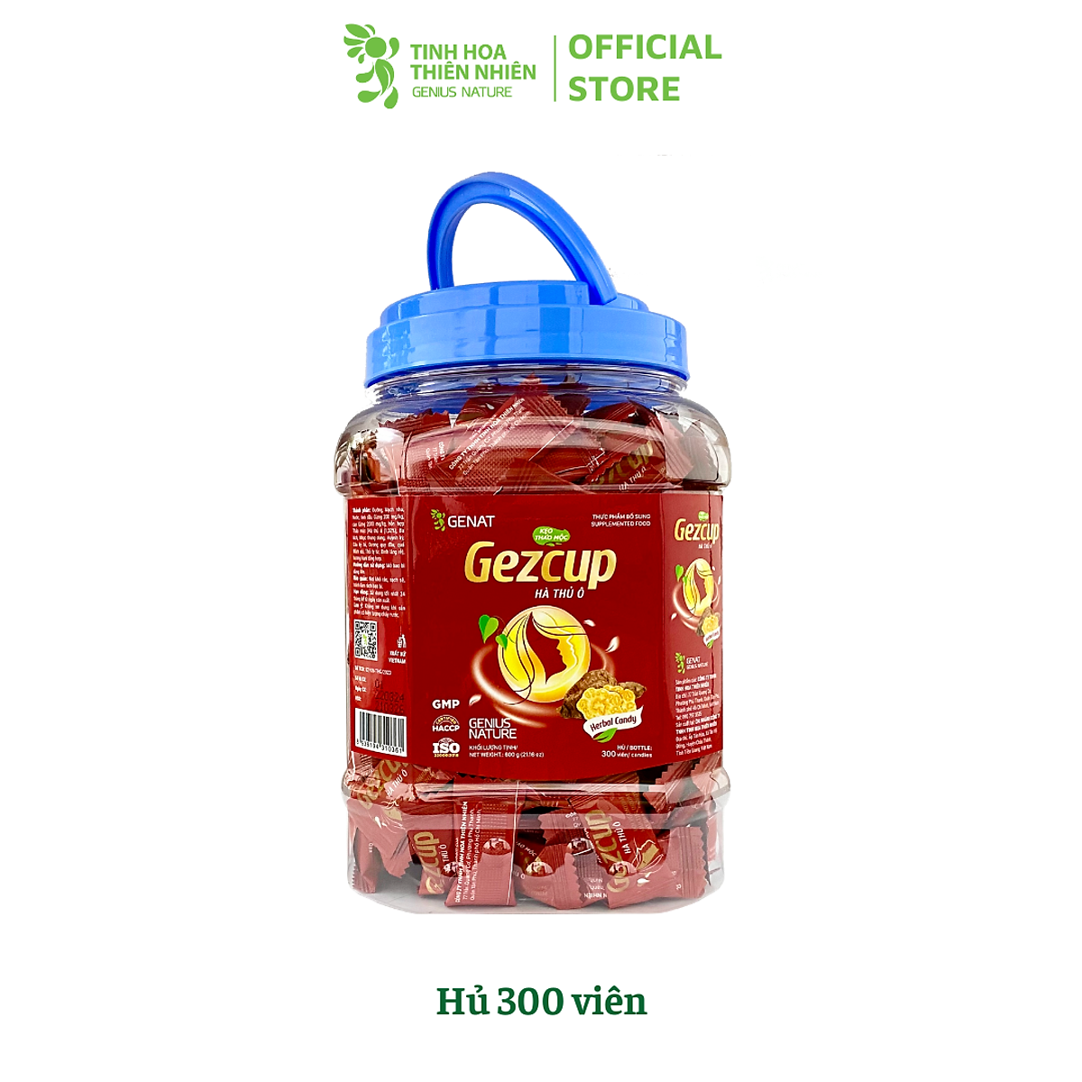 Kẹo thảo mộc Gezcup Hà thủ ô (Hủ 300 viên) - Genat Giao 2H HCM