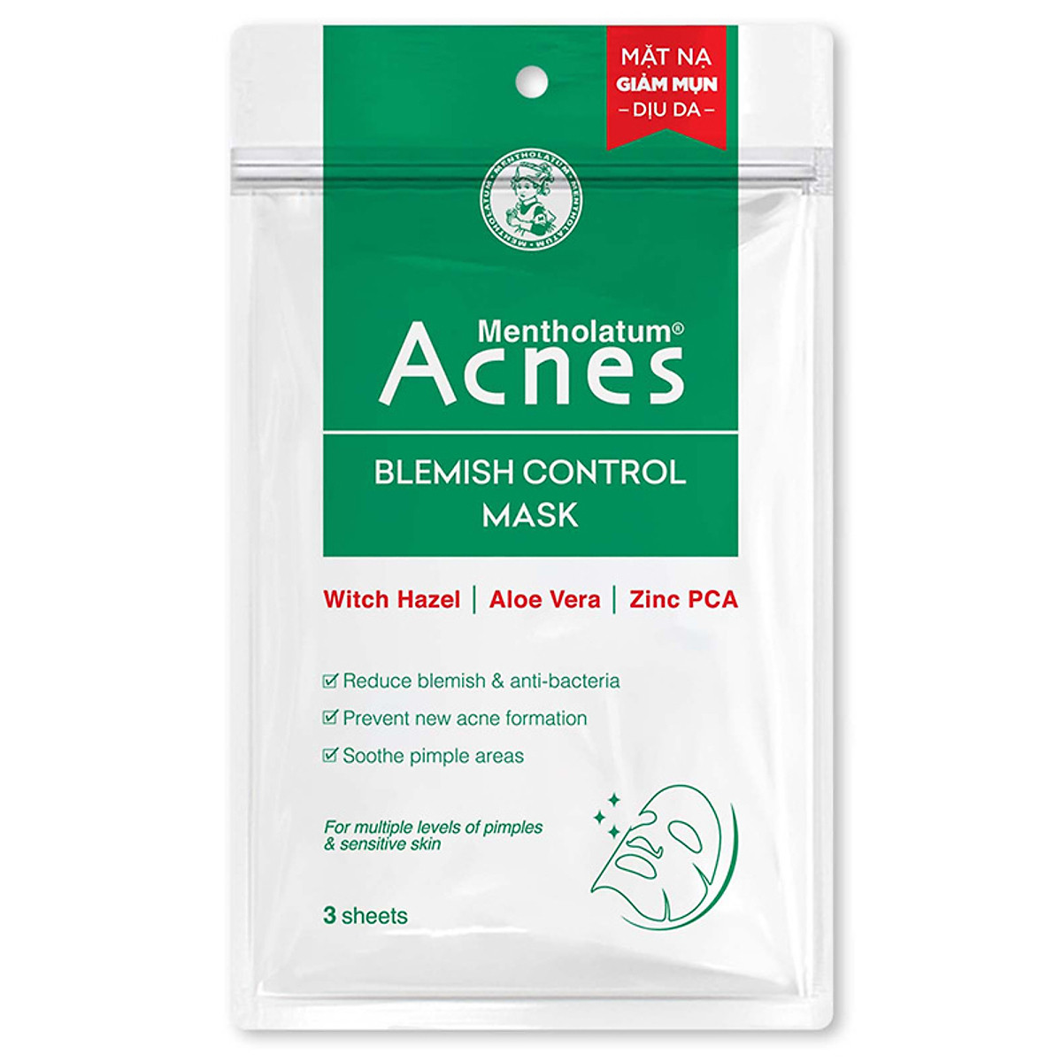 Mặt nạ chuyên biệt cho da mụn Acnes Blemish Control Mask (3 miếng/1 Gói/ 65ml)
