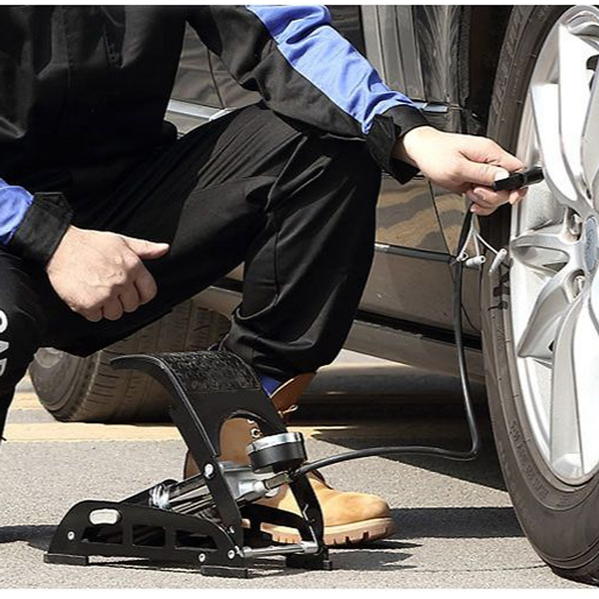 Bơm Đạp Chân 2 Nòng Xilanh 6 Bar 170 PSI Siêu Bơm Chất Lượng Cao Cho Xe Đạp, Xe Máy, Xe Ô tô, Xe Hơi Đa Năng Dễ Dàng Xếp Gọn Và Sử Dụng Tặng Kèm 3 Chốt Chân Lỗ Bơm Super Pump Mai Lee J055B