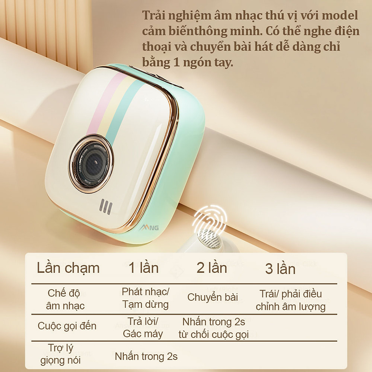 Tai nghe không dây Rock Retro Style True Wireless Stereo Bluetooth Rockspace nghe nhạc liên tục 12h Hàng chính hãng