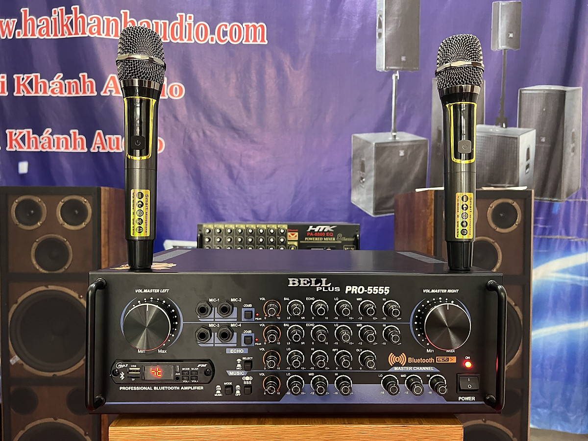 Âmpli karaoke và nghe nhạc tích hợp sẵn micro trong âmpli PRO 5555 Bellplus (hàng chính hãng)