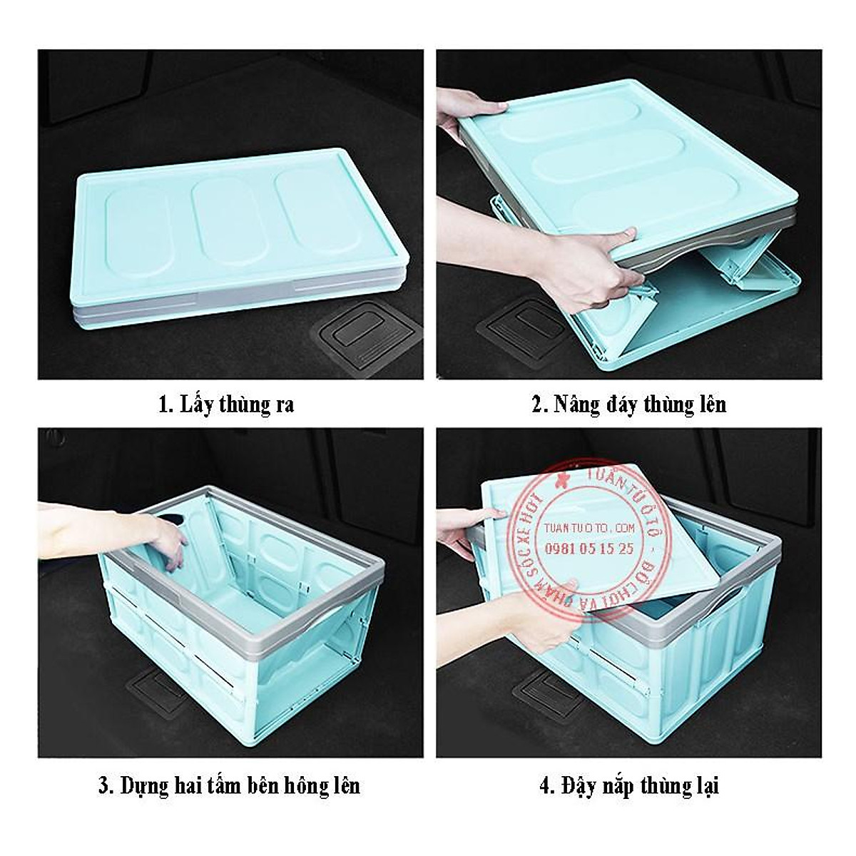 Thùng gấp đựng đồ trên xe ô tô
