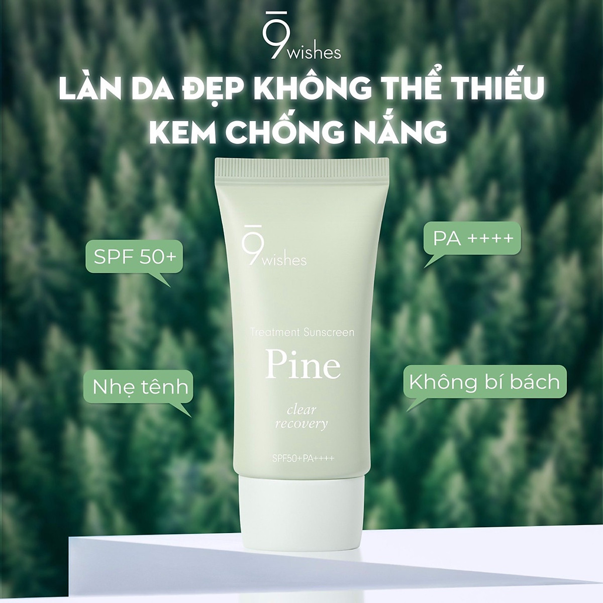 Kem Chống Nắng Cấp Ẩm Hỗ Trợ Phục Hồi Da 9Wishes Pine Treatment Sunscreen SPF50+ PA++++ 50ml Kem Chống Nắng Cấp Ẩm Hỗ Trợ Phục Hồi Da 9Wishes Pine Treatment Sunscreen SPF50+ PA++++ 50ml
