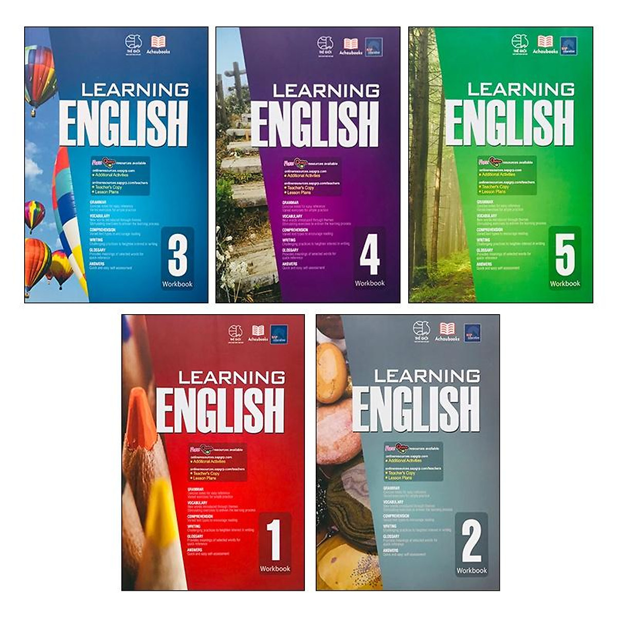 Sách Learning English 5 cuốn, làm chủ tiếng anh bậc tiểu học