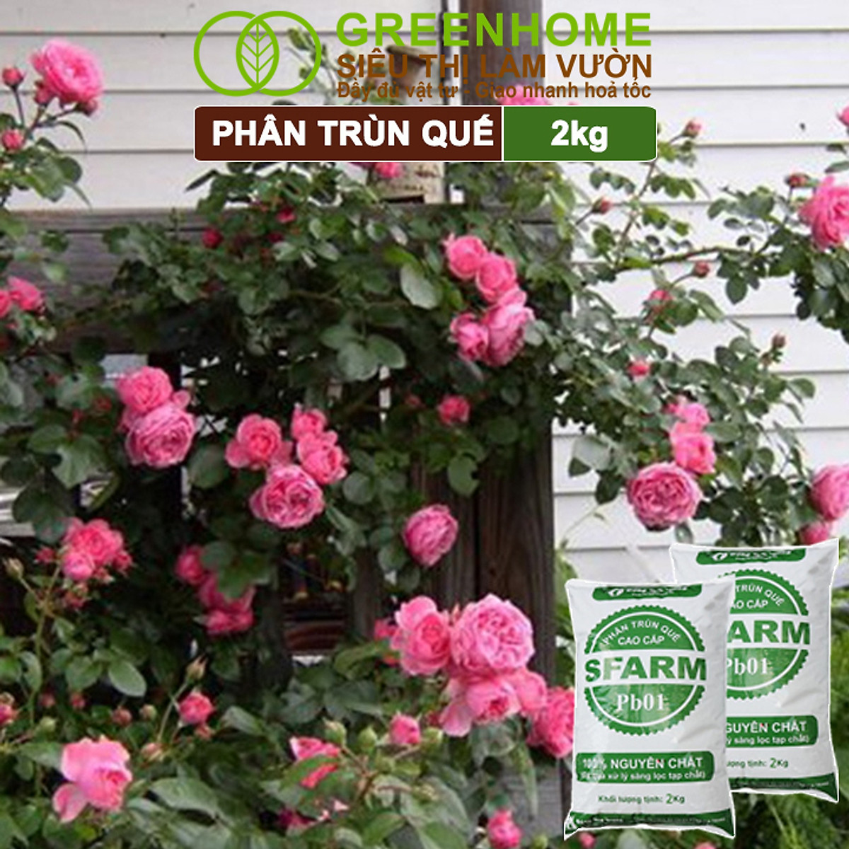 Phân Trùn Quế Greenhome, Bao 2kg, Dinh Dưỡng Hữu Cơ, Không Mùi, Tốt Cho Lan, Bonsai, Rau, Cây Ăn Trái