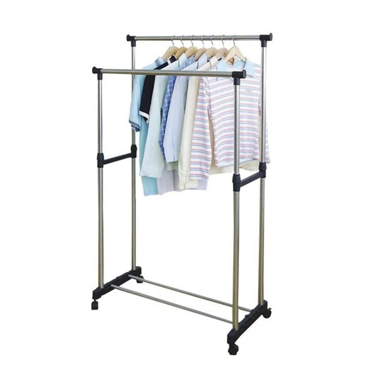 Giàn Phơi Quần Áo Thông Minh 2 Tầng Inox Dễ Dàng Treo Quần Áo Trong Nhà,