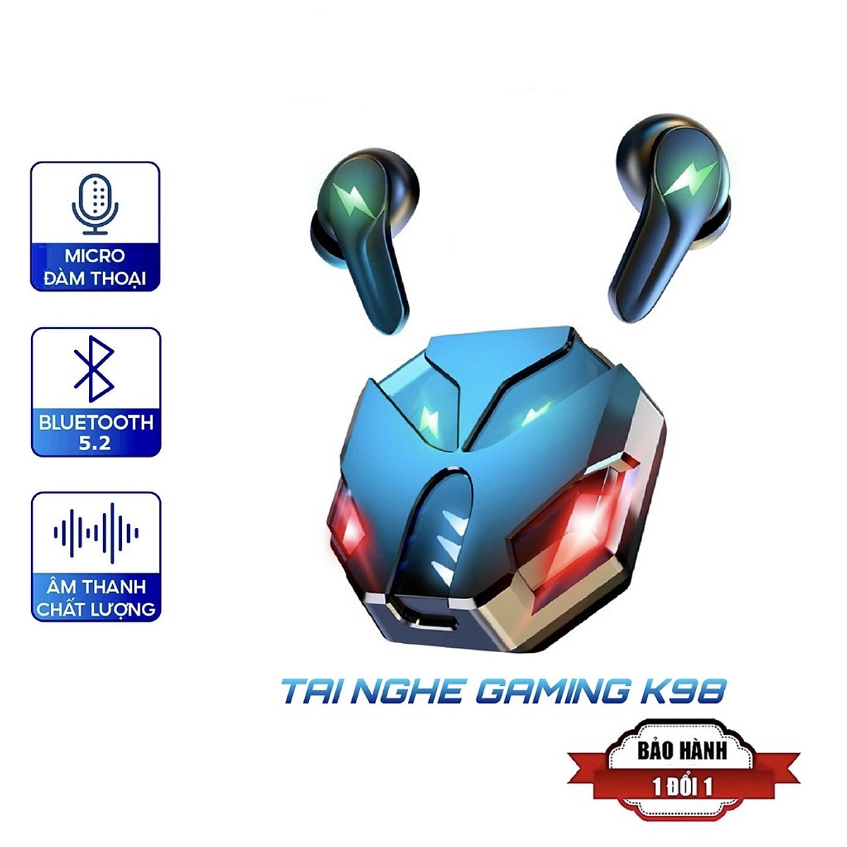 Tai nghe bluetooth K98, cực đẹp, sang trọng, pin trâu,Tai nghe Bluetooth 5.0, tai Nghe Chơi Game Không Dây Có Mic Với Độ Trễ Thấp - hàng chính hãng