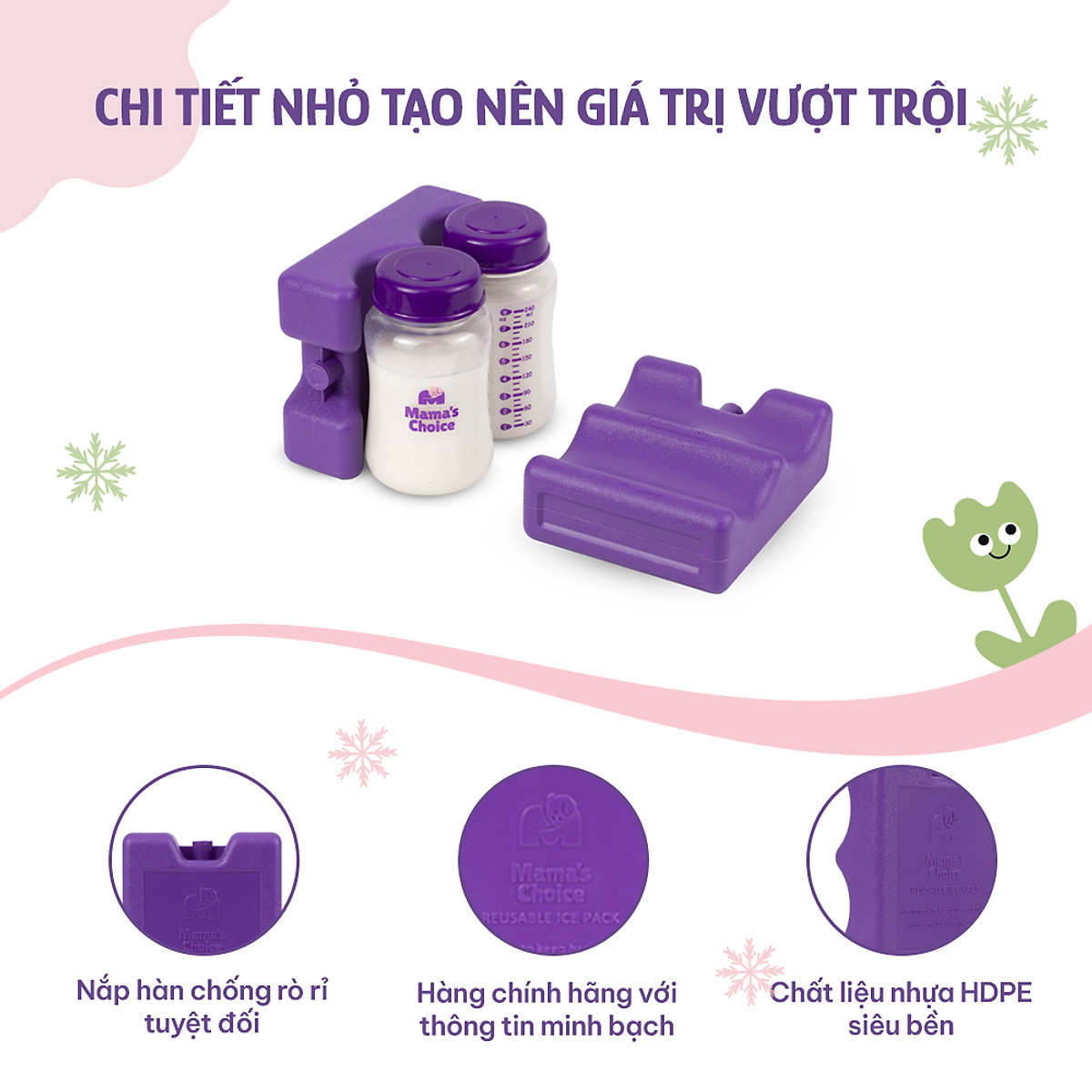 Đá Khô Bảo Quản Sữa Mama’s Choice, Giữ Lạnh Sữa Mẹ Lên Đến 14 Tiếng, Chất Liệu Gel Y Tế Cao Cấp, Độ Bền Cao Từ 4-5 Năm