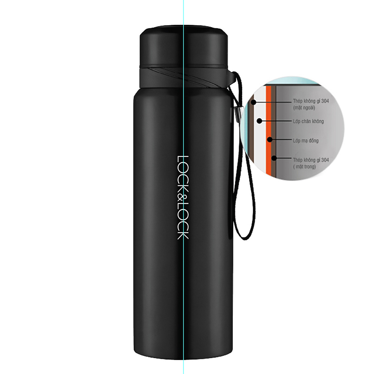 Bình Giữ Nhiệt 800ml Lock&Lock Vacuum Bottle LHC6180 - Hàng Chính Hãng, Bằng Thép Không Gỉ, Có Lưới Lọc Trà Bằng Inox, Mức Giữ Nhiệt Vượt Trội Tặng Kèm Ống Hút Inox