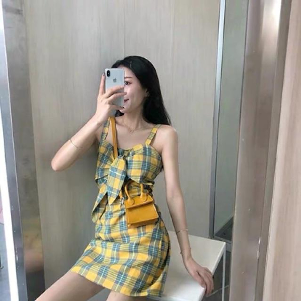 Váy buộc nơ trước ngực ( có ảnh thật phía cuối )