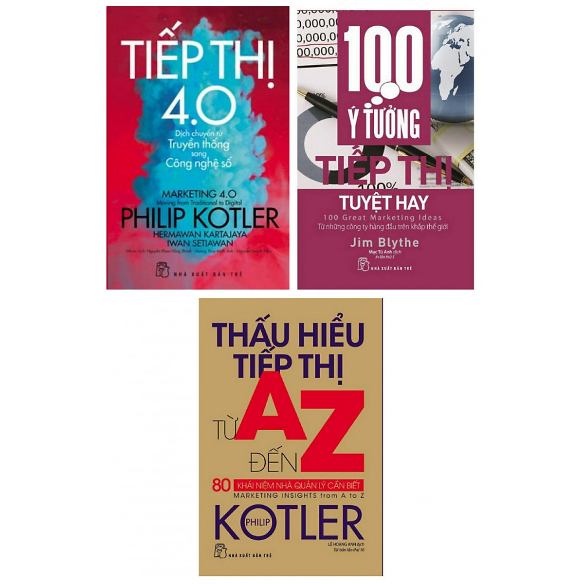 Combo Sách Kinh Tế: P.Kotler Tiếp thị 4.0 - Dịch Chuyển Từ Truyền Thống Sang Công Nghệ Số + Thấu Hiểu Tiếp Thị Từ A Đến Z - 80 Khái Niệm Nhà Quản Lý Cần Biết + 100 Ý Tưởng Tiếp Thị Tuyệt Hay (Tặng Bookmark)