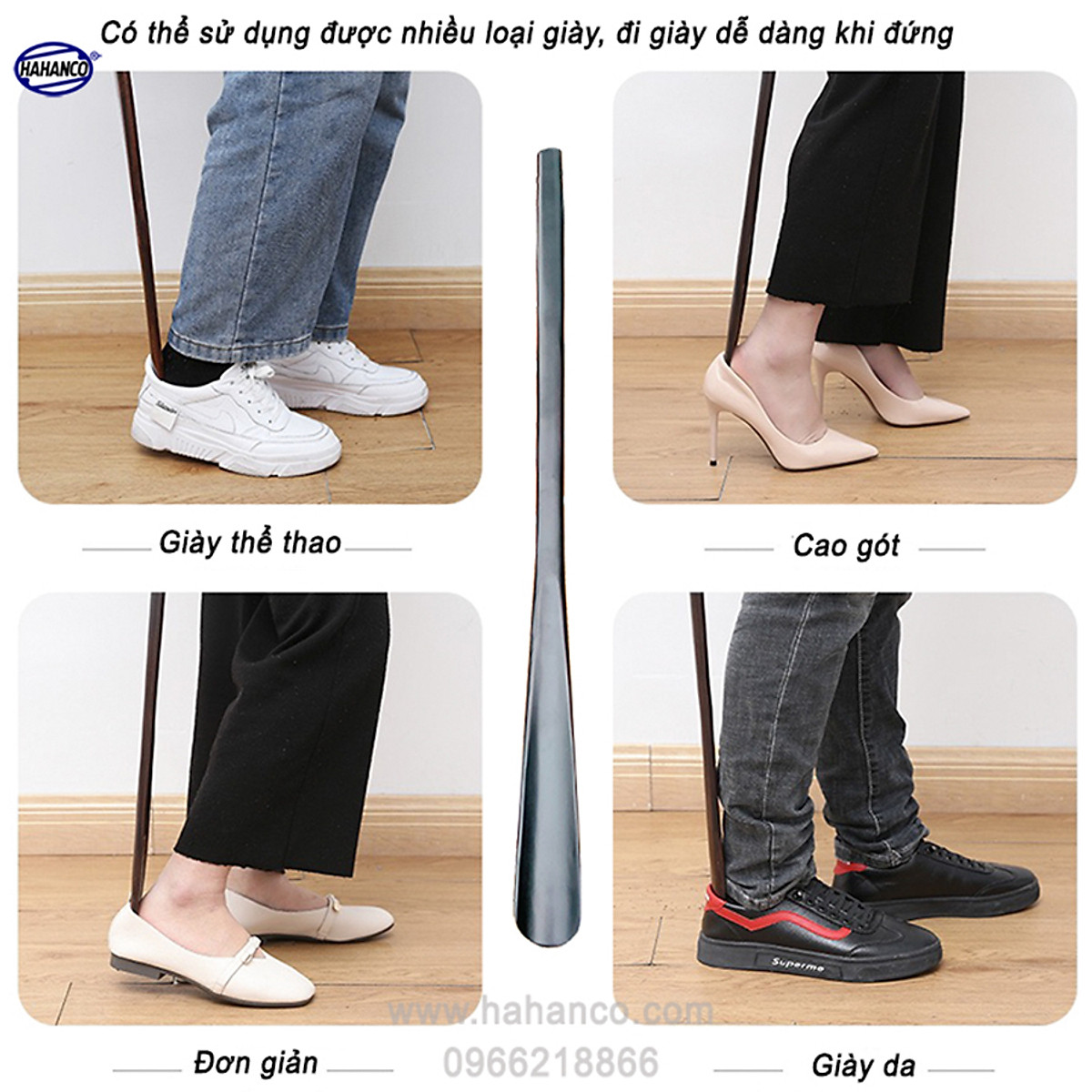 Đón gót giày dài 55cm gỗ Chiu Liu nguyên khối sơn mài VIP - DGH910 - Đón giày mọi tư thế cho Nam & Nữ