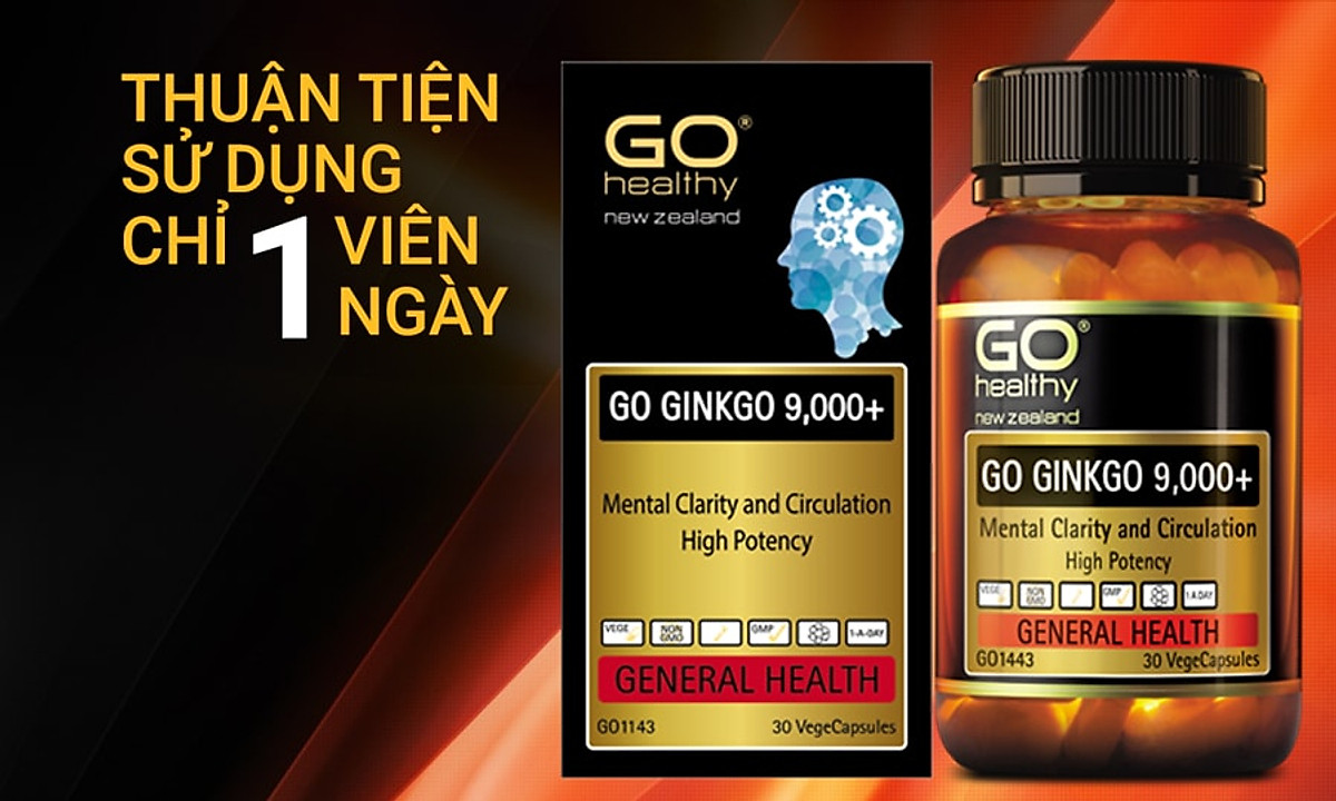 Viên uống bổ não nhập khẩu chính hãng New Zealand GO GINKGO 9000+ (60 viên)  hỗ trợ tăng cường tuần hoàn não, cải thiện trí nhớ, tăng khả năng tập trung  | Tiki
