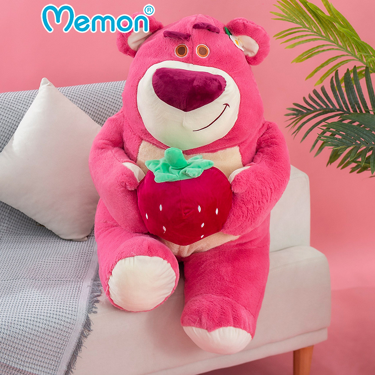 Gấu Bông Lotso Hugging Bear Ngồi Ôm Dâu 50cm-85cm Cao Cấp Memon