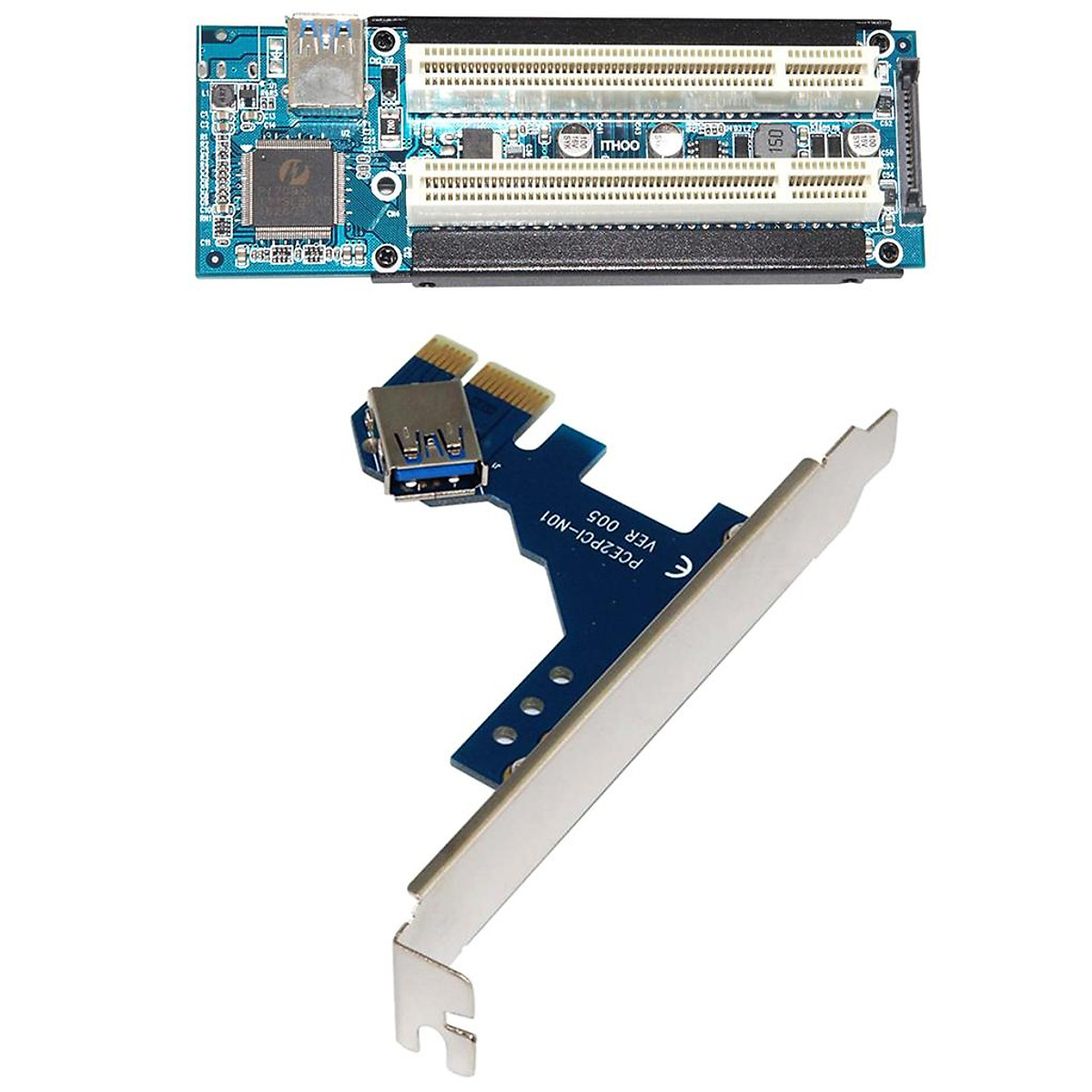 Mua PCI-E Express X1 To Dual PCI Riser Extender Card Adapter With USB   Cable tại Magideal