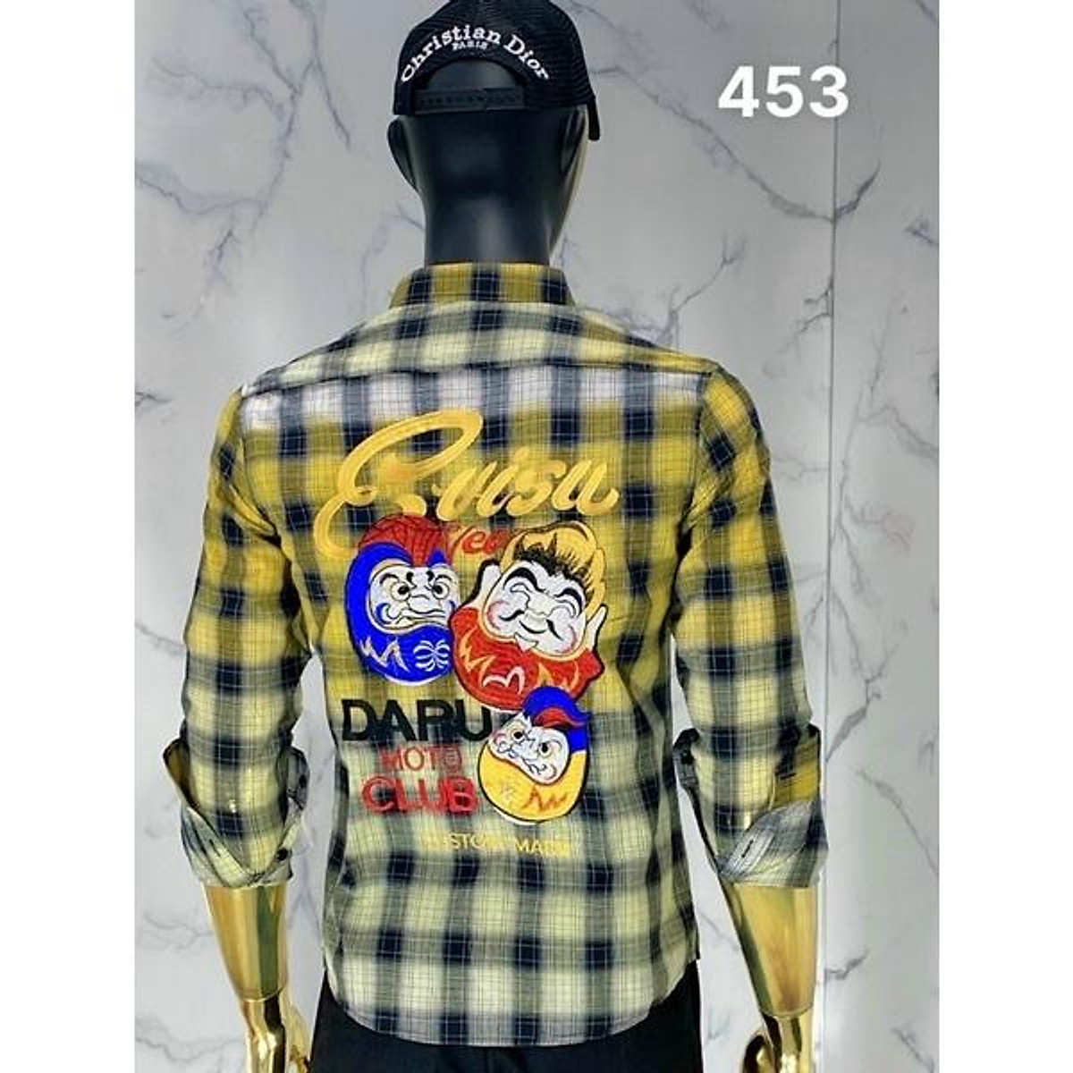 Áo Sơ Mi Nam Nữ Caro Nỉ Tay Dài EVISU In Hình Ông Địa Nhiều Màu Siêu Xinh   Super Fashion P  MixASale