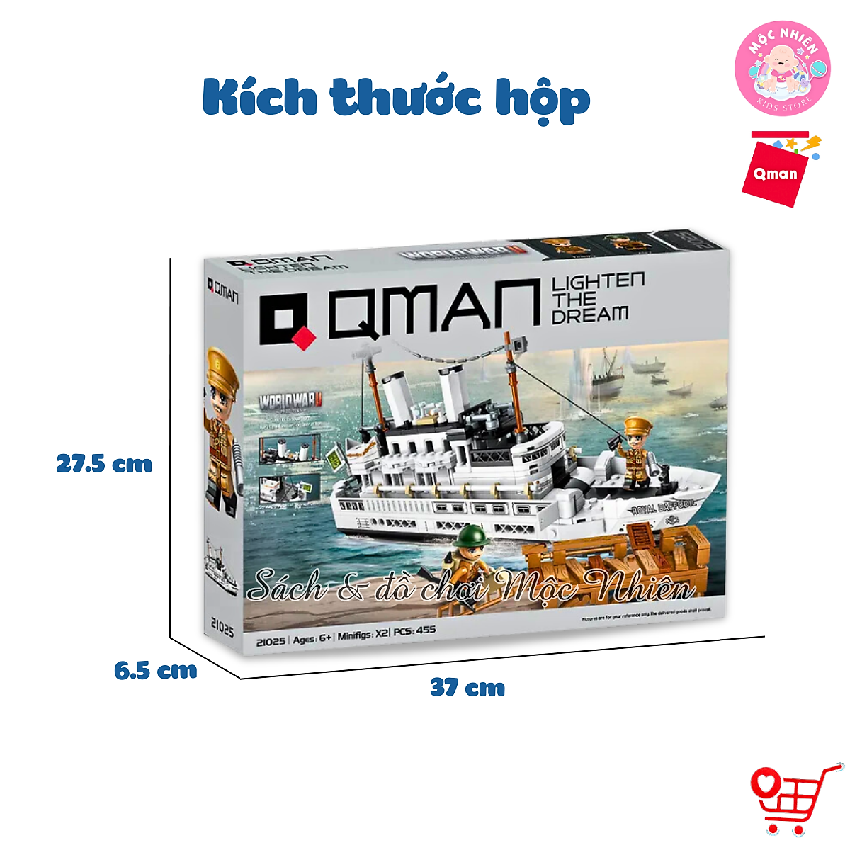 Đồ chơi xếp hình, lắp ráp Qman 21025 - Sơ tán hàng hải (455 chi tiết)
