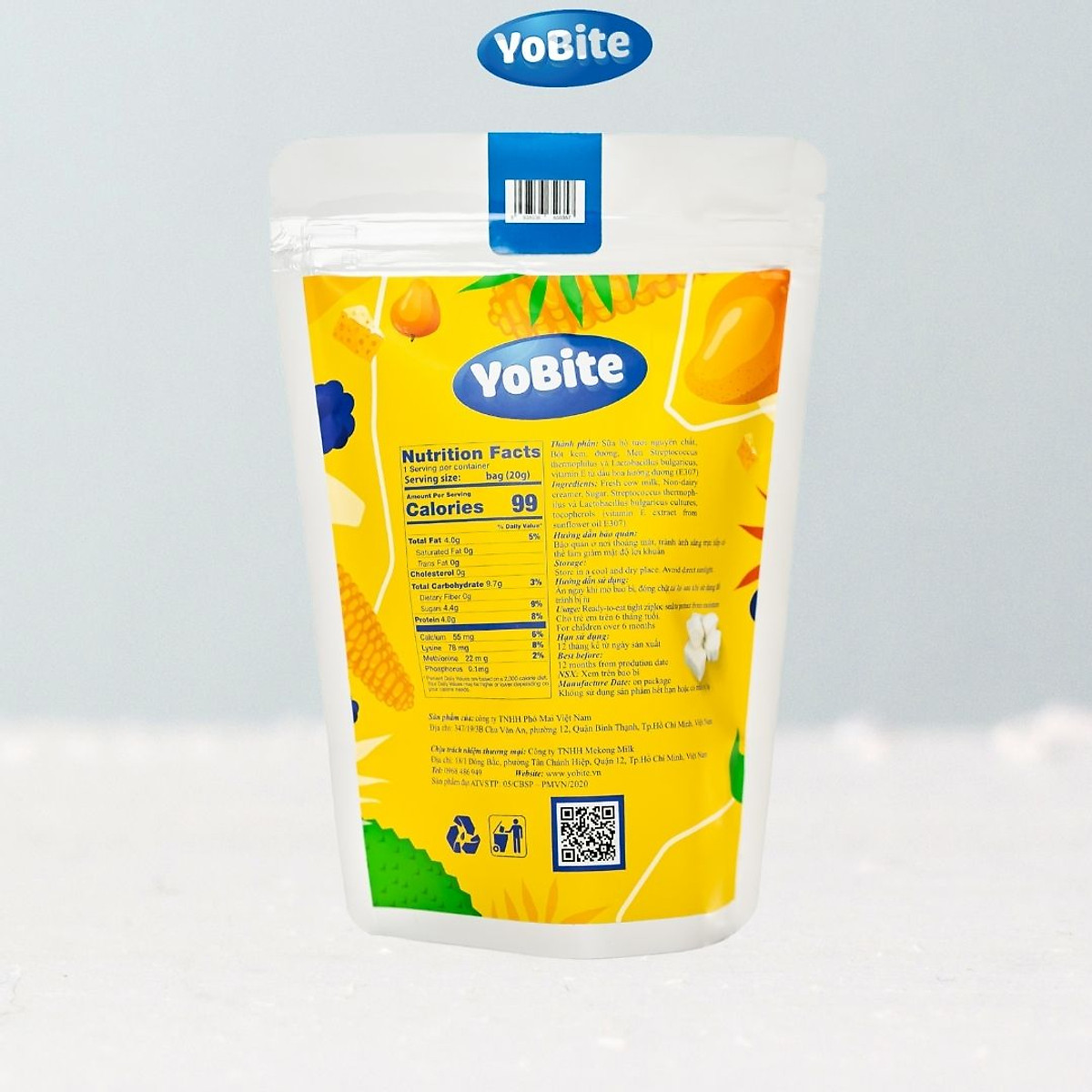 Sữa Chua Khô Sấy Thăng Hoa YOBITE Vị Việt Quất 30gr Hỗ Trợ Tiêu Hóa Tăng Cường Đề Kháng